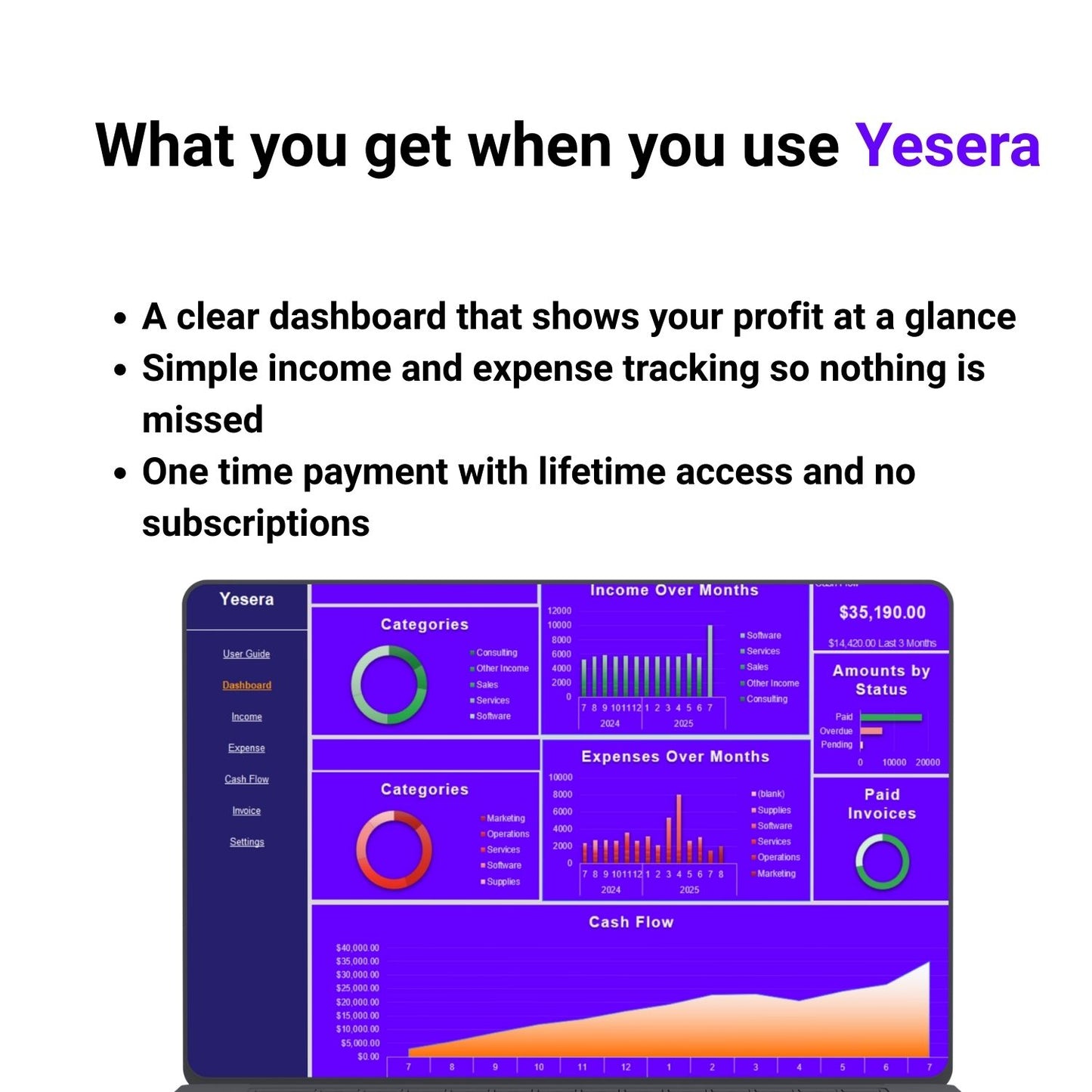 Yesera The Stress-Free Bookkeeping Spreadsheet for Small Businesses
