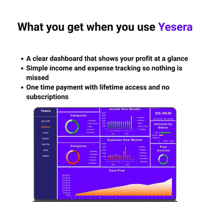 Yesera The Stress-Free Bookkeeping Spreadsheet for Small Businesses